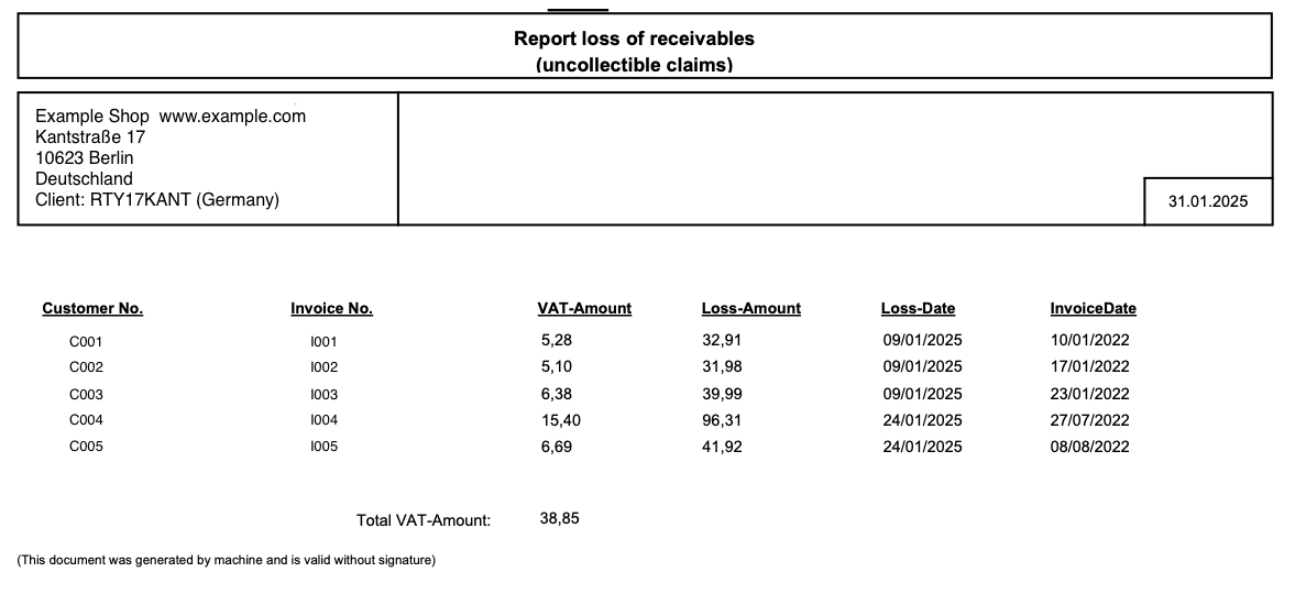 VAT Reclaim sample